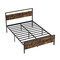 Metal Bed Frame Industrial Platform Bed with Wooden Headboard